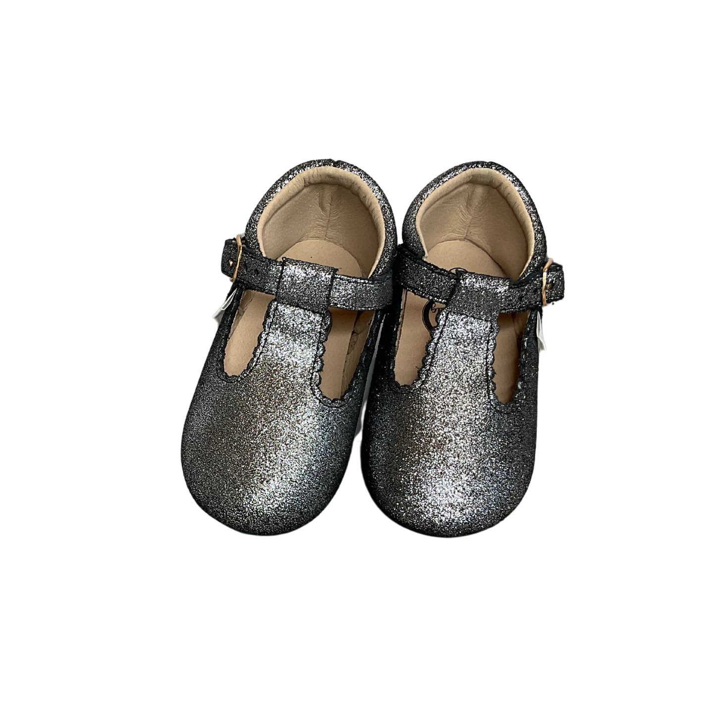 Black Sparkle T Bar Shoes