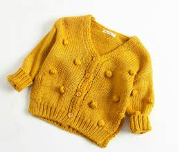 Pom Pom Cardigan - Mustard